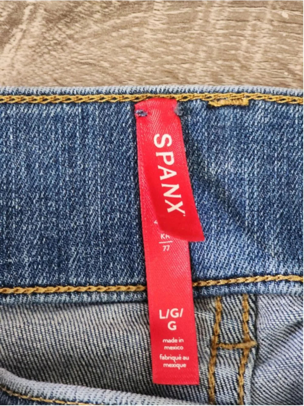 SPANX Blue Straight Leg Ankle Jeans High Rise Vintage Indigo Denim Pull On #60 L